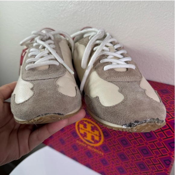 Tory Burch Sneakers-Tumbled Leather/Calf Leather/Suede. (Size US7) includes box - Picture 7 of 10